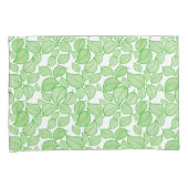 緑の葉オンホワイトピラローケース 枕カバー (正面右)