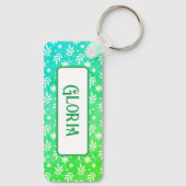 緑の葉キーチェーン上の白 キーホルダー (裏面)