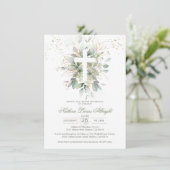 緑の葉クロスベビーバプテスマ招待状 招待状 (スタンド正面)