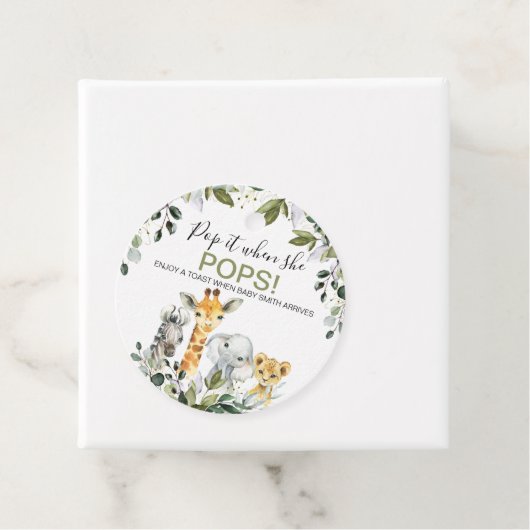 緑の葉サファリの赤ちゃんシャワーポップ・アートのit フェイバータグ (インサイチュ)