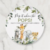 緑の葉サファリの赤ちゃんシャワーポップ・アートのit フェイバータグ (正面)