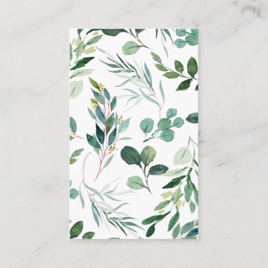 緑の葉サファリ動物のブックリクエストの挿入 名刺 (裏面)