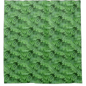 緑の葉シダ自然模様 シャワーカーテン (正面)