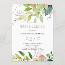 緑の葉シックな美しいサロングランドオープン 招待状