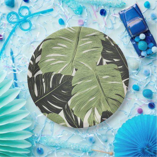 緑の葉ジャングのはっきりしたとモダン、 ペーパープレート (パーティー)