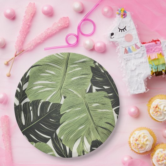 緑の葉ジャングのはっきりしたとモダン、 ペーパープレート (パーティー)