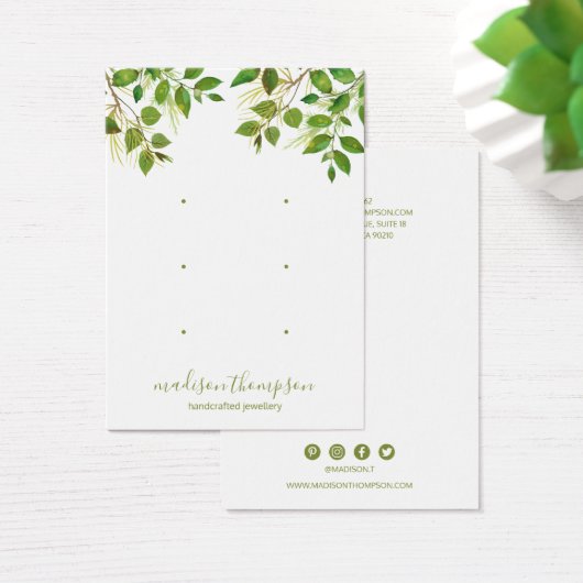 緑の葉ジュエリー3穴のイヤリングディスプレイ (デスク)