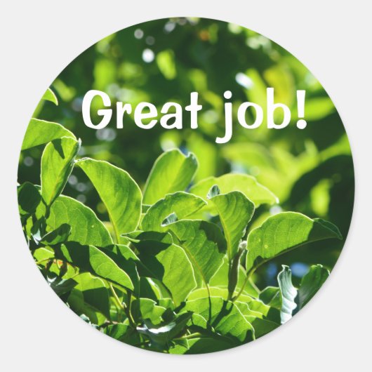 緑の葉ジョブの素晴らし先生の更新 ラウンドシール (正面)