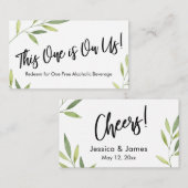 緑の葉ドリンクチケットエンクロージャカード エンクロージャーカード (正面/裏面)
