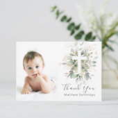 緑の葉バプテスマ写真フラットサンキューカード サンキューカード (スタンド正面)
