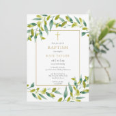 緑の葉バプテスマ《キリスト教》洗礼式や命名式招待状 招待状 (スタンド正面)