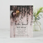 緑の葉バラ金ゴールドライト素朴ブライダル 招待状 (スタンド正面)