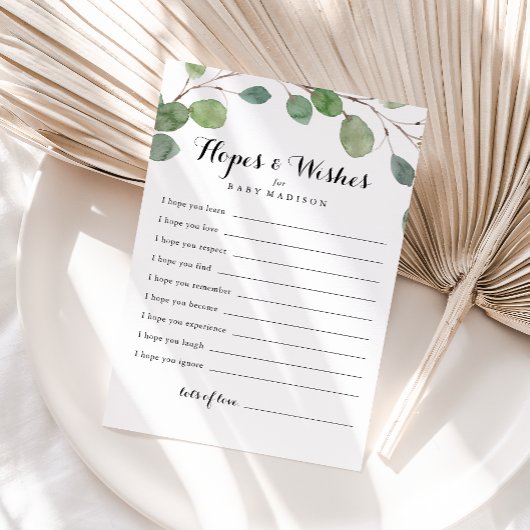 緑の葉ベビーシャワー希望&ウィッシュカード ポストカード