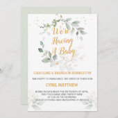 緑の葉ベビー 招待状 (正面/裏面)