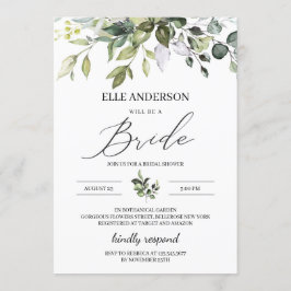 緑の葉ボホモダンブライダルシャワー 招待状