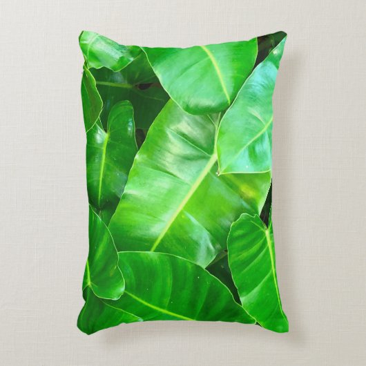 緑の葉ヤシの葉の熱帯の葉ジャングル アクセントクッション (正面(垂直))