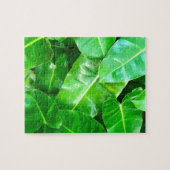 緑の葉ヤシの葉の熱帯の葉ジャングル ジグソーパズル (横)