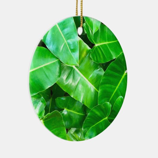 緑の葉ヤシの葉の熱帯の葉ジャングル セラミックオーナメント (右)