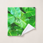 緑の葉ヤシの葉の熱帯の葉ジャングル バスタオルセット (ウォッシュタオル)