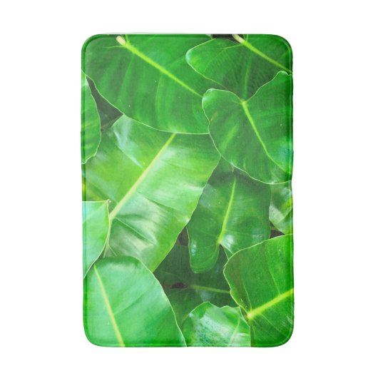 緑の葉ヤシの葉の熱帯の葉ジャングル バスマット (正面縦)