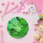 緑の葉ヤシの葉の熱帯の葉ジャングル ペーパープレート (パーティー)