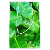 緑の葉ヤシの葉の熱帯の葉ジャングル ミディアムペーパーバッグ (正面)