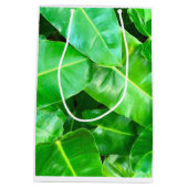 緑の葉ヤシの葉の熱帯の葉ジャングル ミディアムペーパーバッグ (裏面)