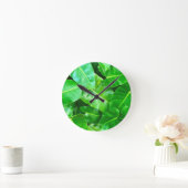 緑の葉ヤシの葉の熱帯の葉ジャングル ラウンド壁時計 (ホーム)