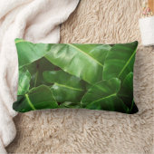 緑の葉ヤシの葉の熱帯の葉ジャングル ランバークッション (ブランケット)