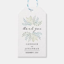緑の葉ユズの水色結婚 ギフトタグ