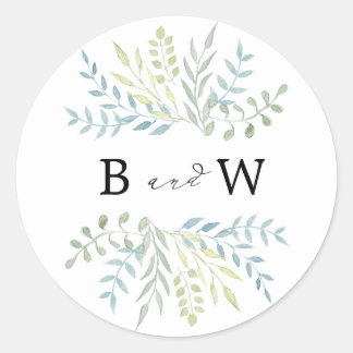 緑の葉ユズの水色結婚 ラウンドシール