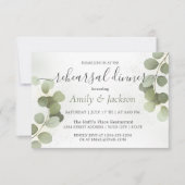 緑の葉ユーカリのリハーサルディナー 招待状 (正面)