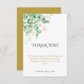 緑の葉ユーカリの赤ちゃんシャワーありがとう サンキューカード (正面/裏面)