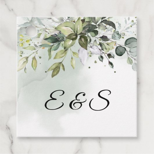 緑の葉ユーカリ葉イニシャル フェイバータグ (正面)