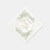 緑の葉ユーカリ離れブライダルシャワー スタンダードカクテルナプキン (角)