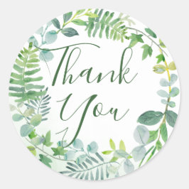 緑の葉リースありがとう ラウンドシール