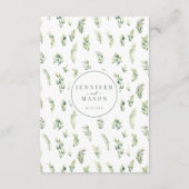 緑の葉リースボホ結婚の詳細カード エンクロージャーカード (裏面)