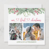 緑の葉レッドベリー私たちの最初のクリスマスフォト (正面)