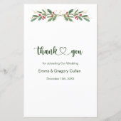 緑の葉レッドベリー結婚のクリスマスメニュー (裏面)