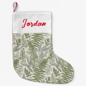 緑の葉付きガーデンフローラルパターン スモールクリスマスストッキング (正面)
