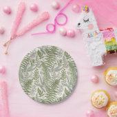 緑の葉付きガーデンフローラルパターン ペーパープレート (パーティー)