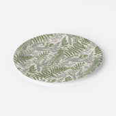緑の葉付きガーデンフローラルパターン ペーパープレート (アングル)
