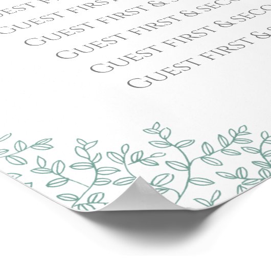 緑の葉円の結婚座席表のポスター ポスター (角)