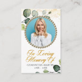 緑の葉写真葬式祈りの言葉カード 名刺 (正面)