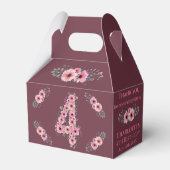 緑の葉大4歳の誕生日ガールピンクの花 フェイバーボックス (裏面サイド)