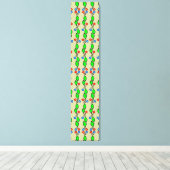 緑の葉小花フォークアートスリムアクセント キャンバスプリント (インサイチュ (ウッドフロア))