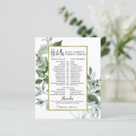 緑の葉文字スクリプトの結婚式の日のタイムライン