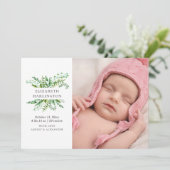 緑の葉新生児誕生。植物学生まれたばかりの 案内状 (スタンド正面)