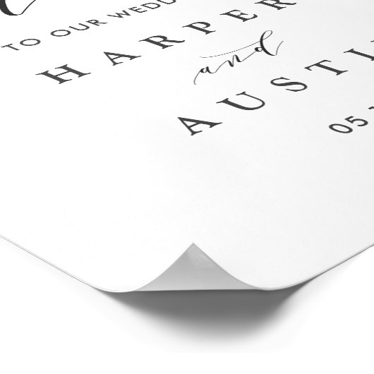 緑の葉植物学結婚の歓迎サイン ポスター (角)