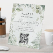 緑の葉植物学QRコード結婚式 プログラム 台座サイン (インサイチュ)